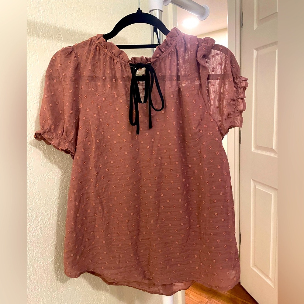 Monteau | Ladies Casual Mauve Blouse With Bow (Large)